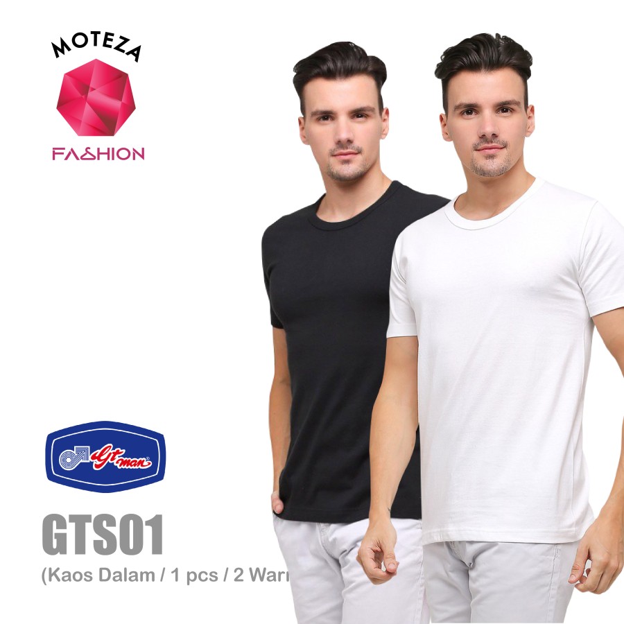 Kaos Dalam Oblong Pria T-Shirt – Round Neck / O Neck – GT Man GTS01 – Random, Putih